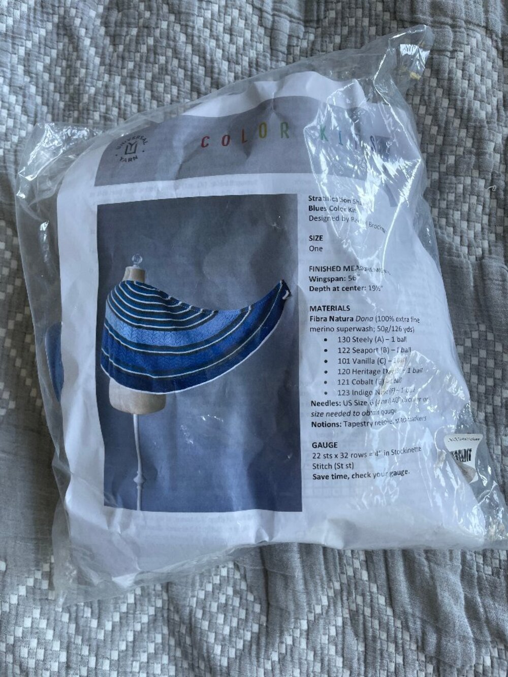 Universal Yarn Blues Stratification Shawl Kit Yarn and Pattern